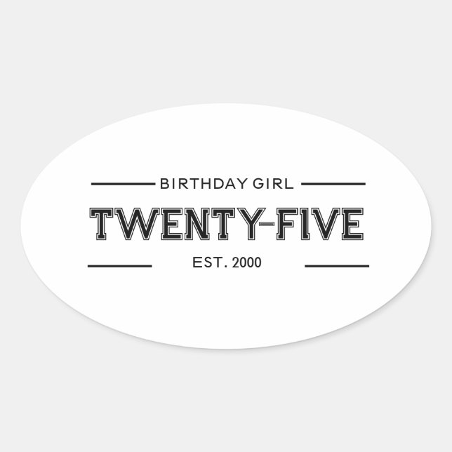 Pegatina Ovalada Cusomized Birthday Girl (Anverso)