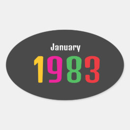 Pegatina Ovalada Customized Birthday Month and Year Gift