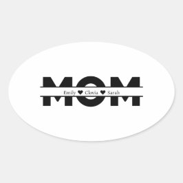Pegatina Ovalada Customized mom children name