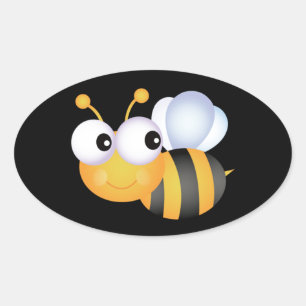 Pegatina Ovalada Cute Bumble Bee