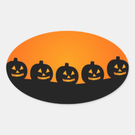 Pegatina Ovalada Cute Happy Halloween Jack O Lantern