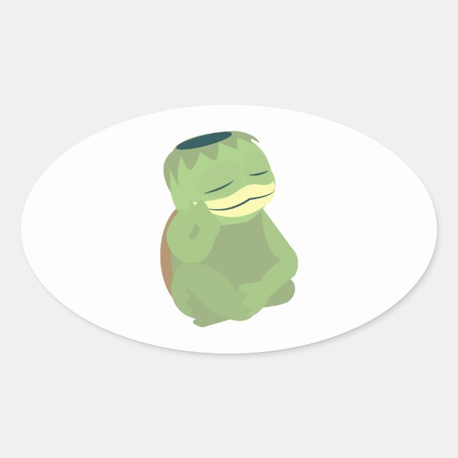 Pegatina Ovalada Cute Kappa (Anverso)