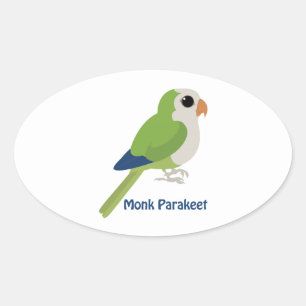 Pegatina Ovalada Cute Monk Parakeet