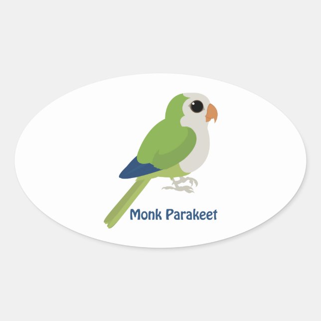 Pegatina Ovalada Cute Monk Parakeet (Anverso)