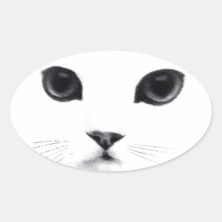 Pegatina Ovalada Cute Oval Kitty Cat Face