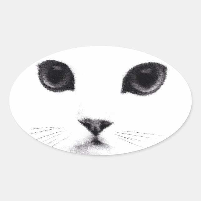 Pegatina Ovalada Cute Oval Kitty Cat Face (Anverso)