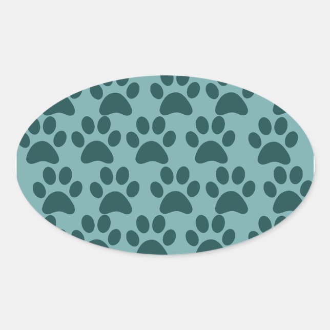 Pegatina Ovalada Cute Pau Perro Perro Puppy Pintar Imprenta Perros  (Anverso)