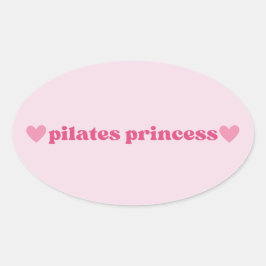 Pegatina Ovalada Cute Pilates Princesa Diseño Corazón Rosa
