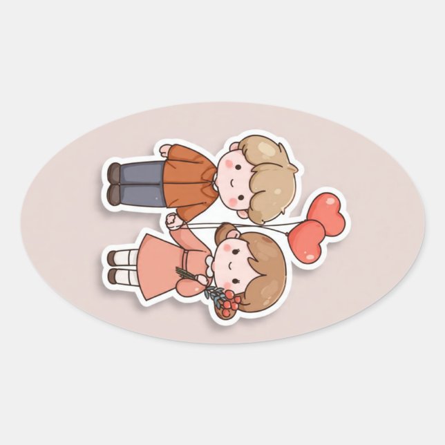 Pegatina Ovalada Cute sticker  (Anverso)