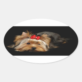Pegatina Ovalada Cute yorkie