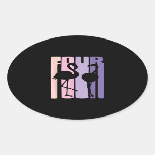 Pegatina Ovalada Cuto cuarto regalo de cumpleaños I Flamingo I de 4