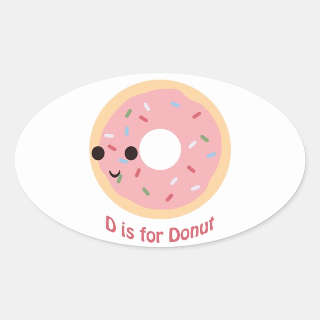 Pegatina Ovalada D es para Donut (Anverso)