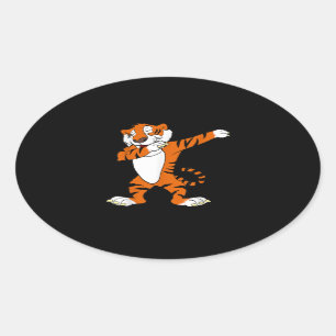 Pegatina Ovalada Dabbing Cute Tiger Animal Fiesta