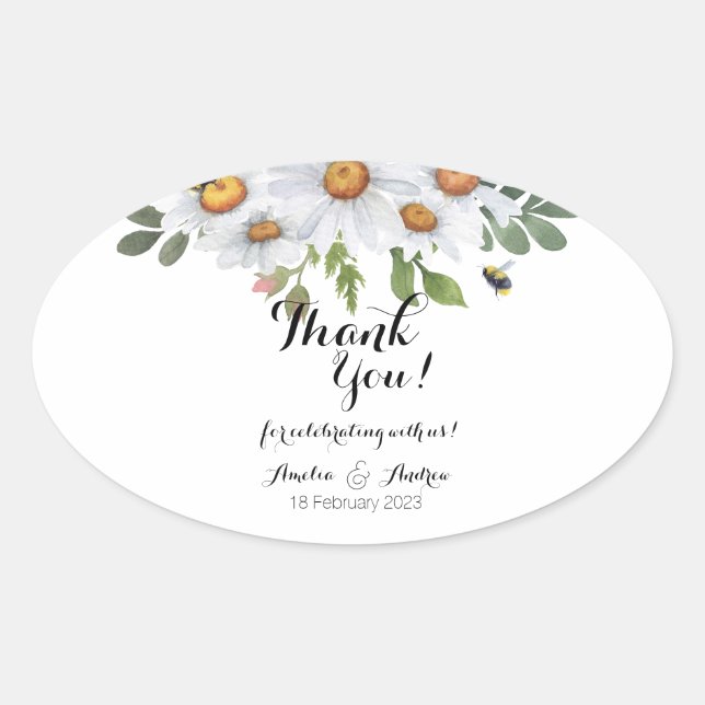 Pegatina Ovalada Daisy - pegatinas oblongas (Anverso)