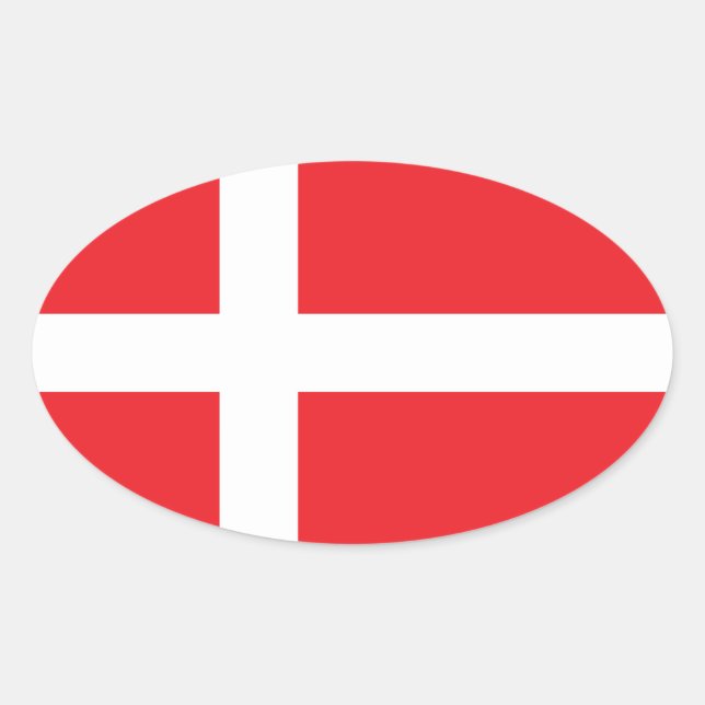 PEGATINA OVALADA DANNEBROG DANMARK FLAG (Anverso)