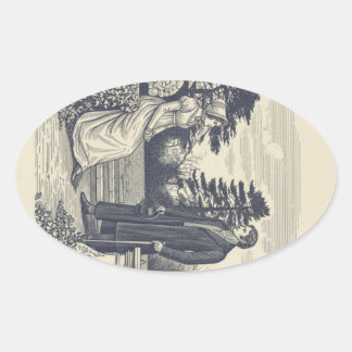 Pegatina Ovalada Darcy & Elizabeth scene