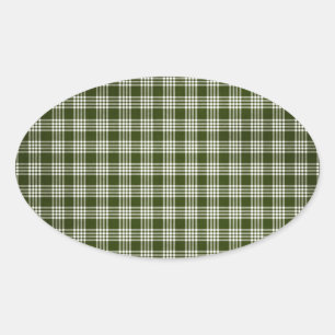 Pegatina Ovalada Dark Green Plaid