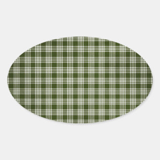 Pegatina Ovalada Dark Green Plaid
