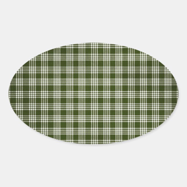 Pegatina Ovalada Dark Green Plaid (Anverso)