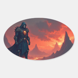 Pegatina Ovalada Dark Knight of Flame