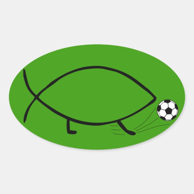 Pegatina Ovalada Darwin Soccer Kick (Anverso)