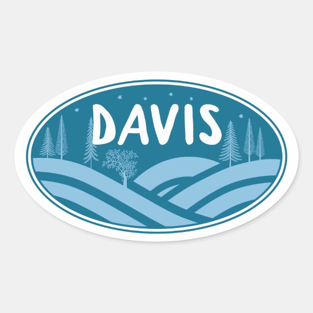 Pegatina Ovalada Davis West Virginia al aire libre (Anverso)