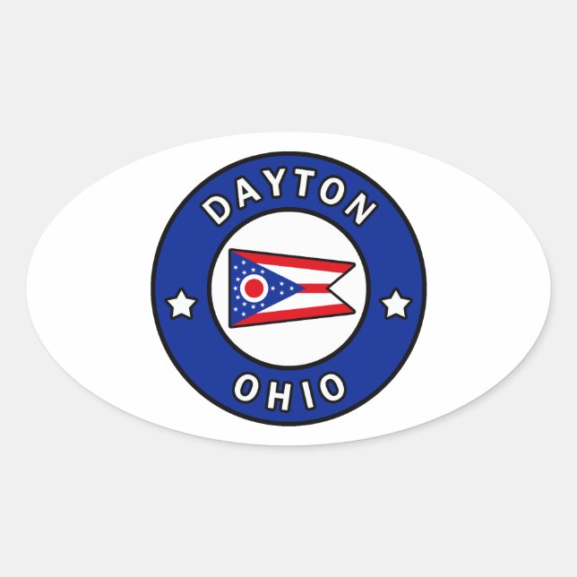 Pegatina Ovalada Dayton Ohio (Anverso)