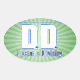 Pegatina Ovalada DD Médica de Divinity Acronym LOGO