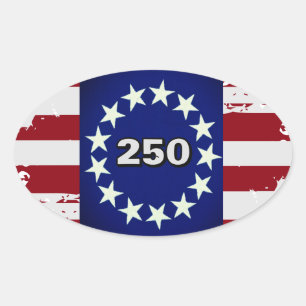 Pegatina ovalada de bandera colonial 250