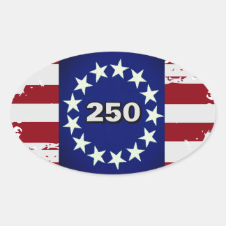 Pegatina ovalada de bandera colonial 250