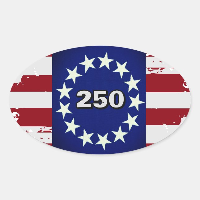 Pegatina ovalada de bandera colonial 250 (Anverso)