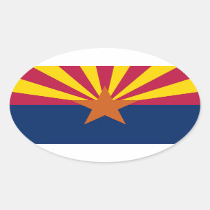 Pegatina ovalada de la bandera del estado de Arizo