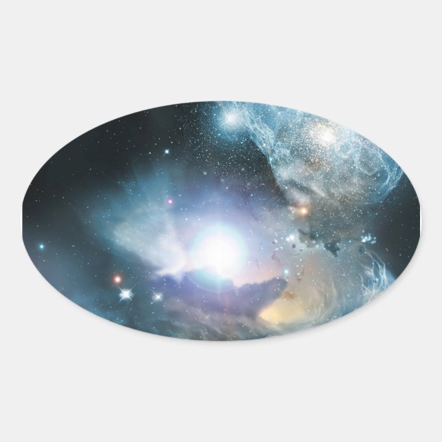 Pegatina Ovalada De las cenizas de las primeras estrellas (Anverso)