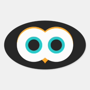 Pegatina ovalada de ojos de búho