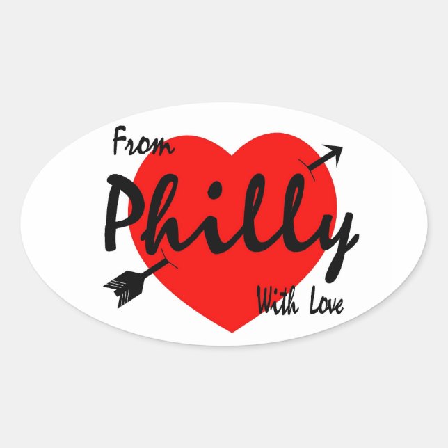 Pegatina Ovalada De Philly con amor (Anverso)