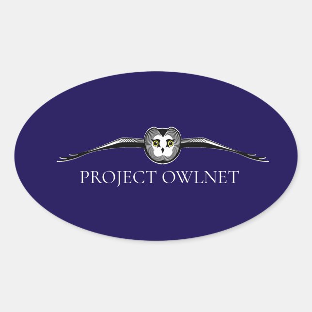 Pegatina ovalada de Project Owlnet (Anverso)