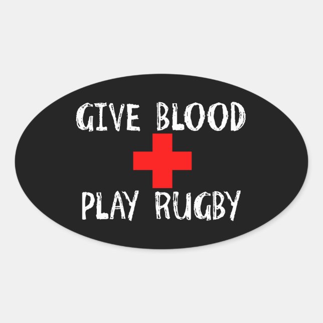 Pegatina Ovalada Dé Sangre, Juega Rugby (Anverso)