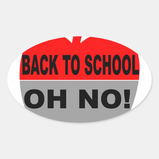 Pegatina Ovalada De Vuelta A La Escuela Oh No (Anverso)
