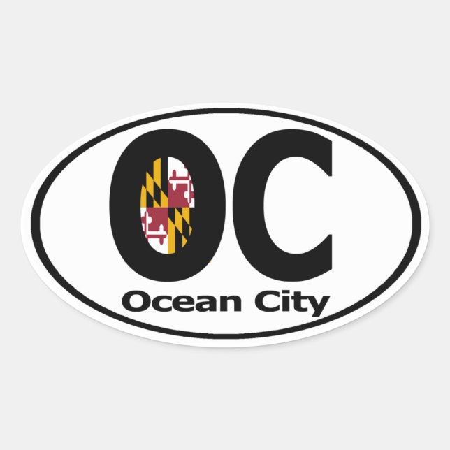 Pegatina Ovalada Decal de Ocean City Maryland (conjunto de 4) (Anverso)