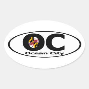 Pegatina Ovalada Decal de Ocean City Maryland (conjunto de 4)