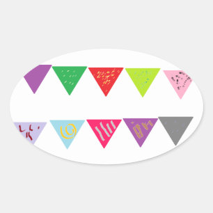 Pegatina Ovalada Deco de banderín Fiesta