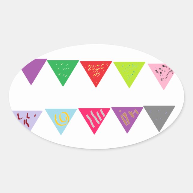 Pegatina Ovalada Deco de banderín Fiesta (Anverso)