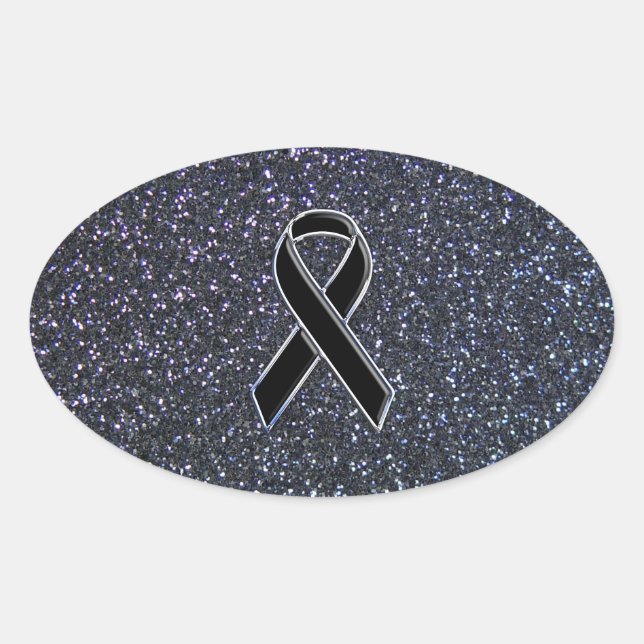 Pegatina Ovalada Decoración de cinta negra (Anverso)