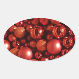 Pegatina Ovalada Decoración de los navidades en tonos rojos