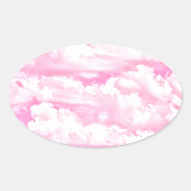 Pegatina Ovalada Decoración suave de nubes de Rosa feliz (Anverso)