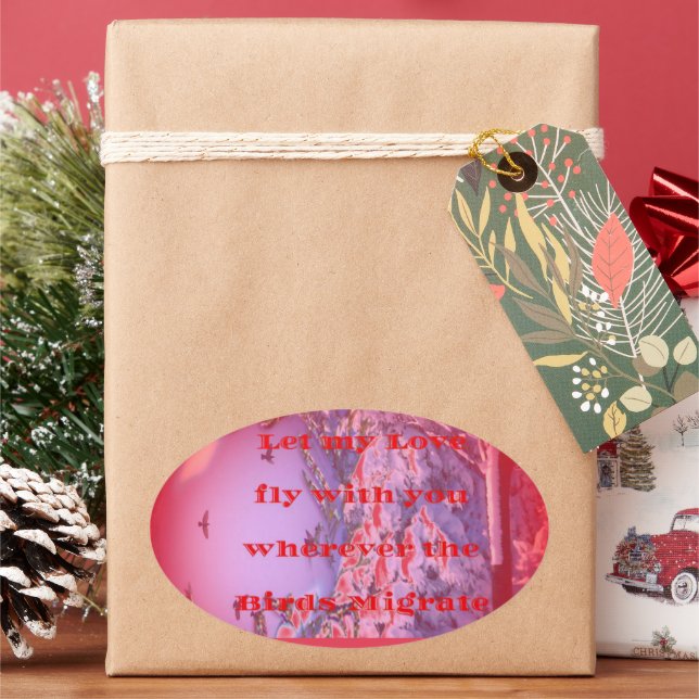 Pegatina Ovalada Déjame volar contigo (Vacaciones)