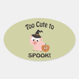 Pegatina Ovalada ¡Demasiado lindo para hablar! Cerdo Witch