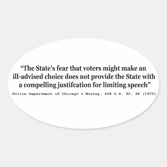 Pegatina Ovalada Departamento de Policía de Chicago contra Mosley 4 (Anverso)