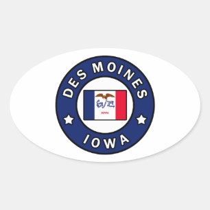 Pegatina Ovalada Des Moines Iowa