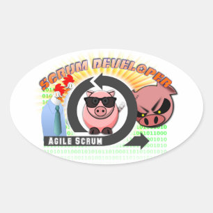 Pegatina Ovalada Desarrollador de Scrum - Desarrollo de software ág